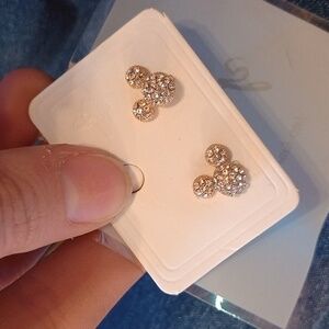 Mickey Mouse 925 Silver With Gold Overlay Mickey Mouse Shaped Stud Earrings